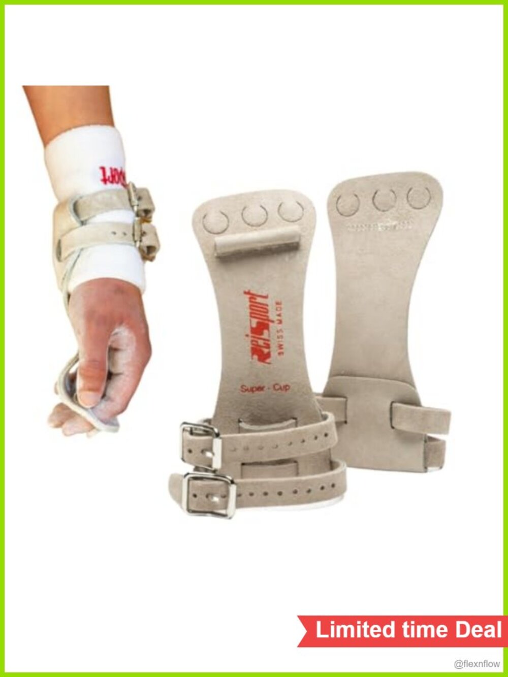 Reisport Leather Gymnastics Hand Grips High Bar Double Buckle Medium
